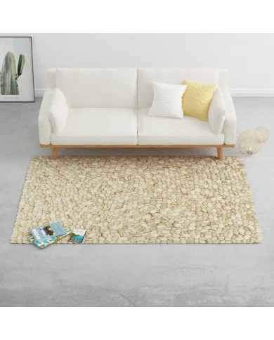 Tapis Galet feutre laine 160x230 cm Beige/Gris/Marron/Chocolat