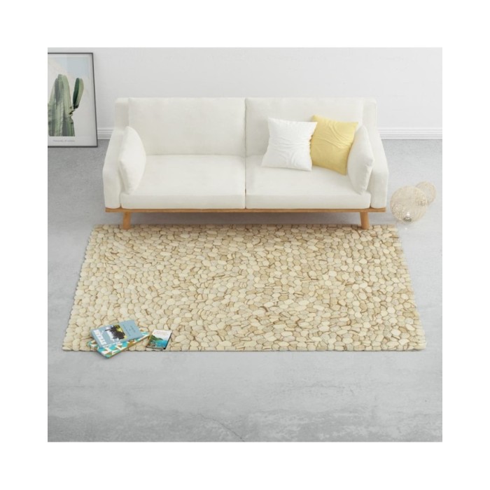 Tapis Galet feutre laine 160x230 cm Beige/Gris/Marron/Chocolat
