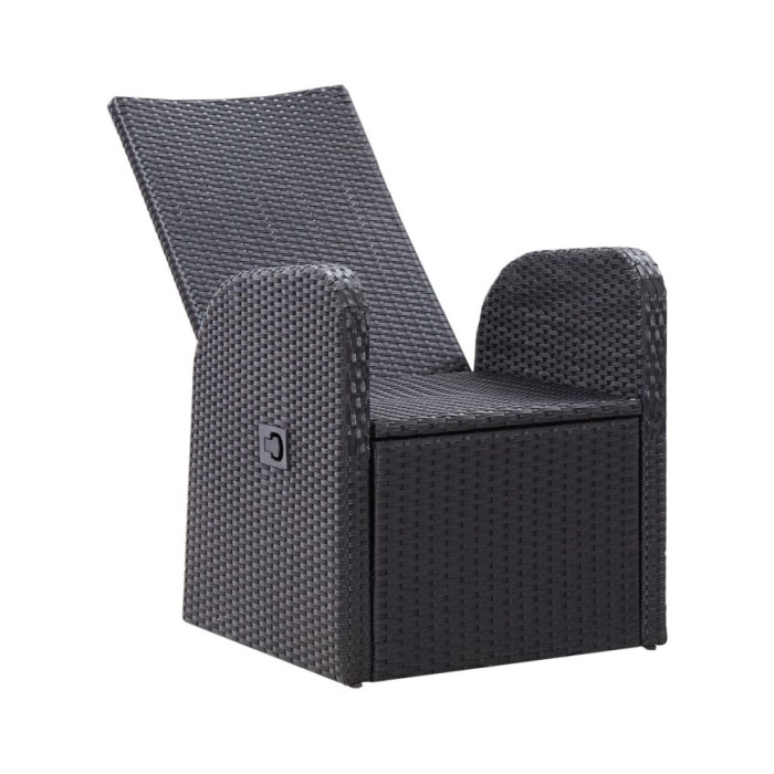 Chaise inclinable de jardin 2pc et coussins Résine tressée Noir