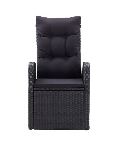 Chaise inclinable de jardin 2pc et coussins Résine tressée Noir