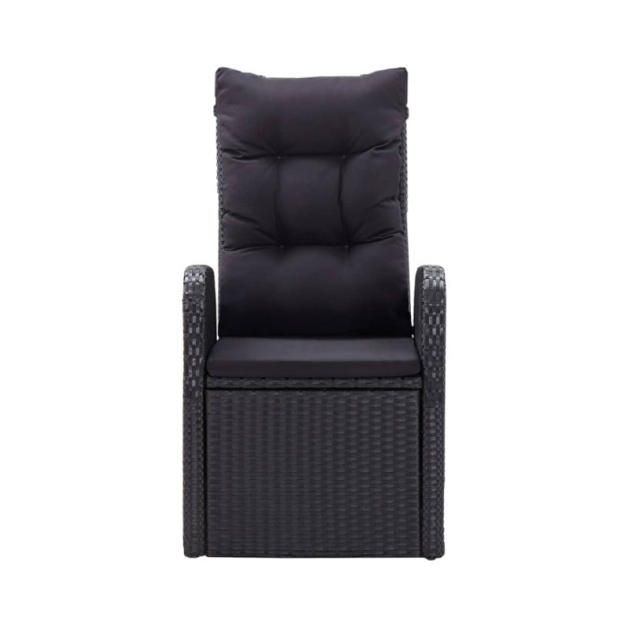 Chaise inclinable de jardin 2pc et coussins Résine tressée Noir