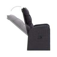 Chaise inclinable de jardin 2pc et coussins Résine tressée Noir