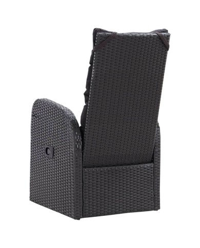 Chaise inclinable de jardin 2pc et coussins Résine tressée Noir