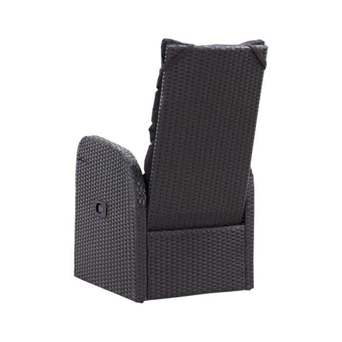 Chaise inclinable de jardin 2pc et coussins Résine tressée Noir