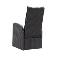 Chaise inclinable de jardin 2pc et coussins Résine tressée Noir