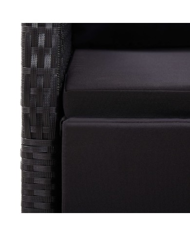 Chaise inclinable de jardin 2pc et coussins Résine tressée Noir