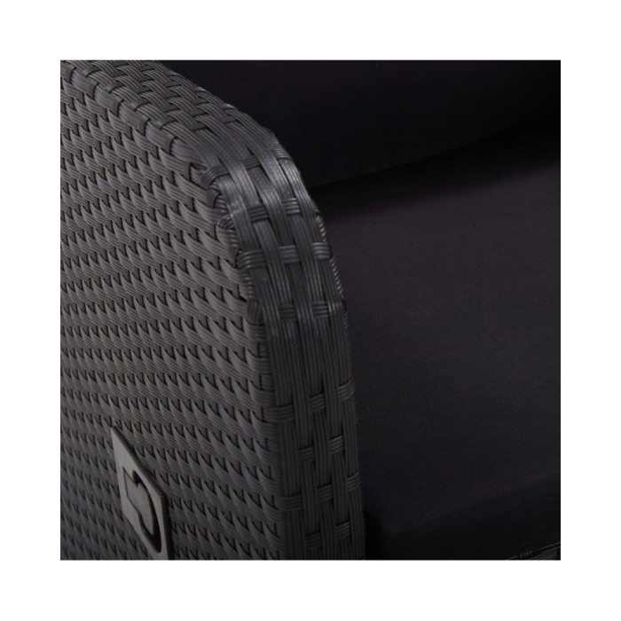 Chaise inclinable de jardin 2pc et coussins Résine tressée Noir