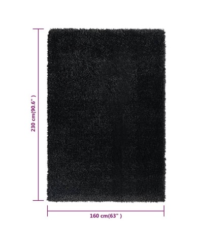 Tapis shaggy à poils hauts Noir 160x230 cm 50 mm