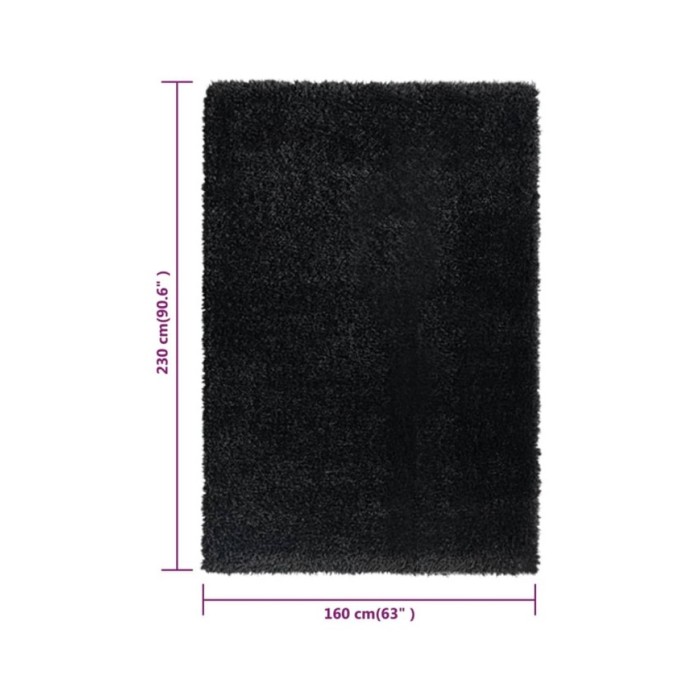 Tapis shaggy à poils hauts Noir 160x230 cm 50 mm