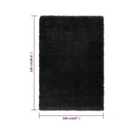 Tapis shaggy à poils hauts Noir 160x230 cm 50 mm