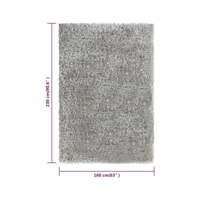 Tapis shaggy à poils hauts Gris 160x230 cm 50 mm
