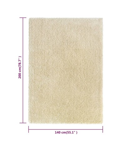 Tapis shaggy à poils hauts Beige 140x200 cm 50 mm