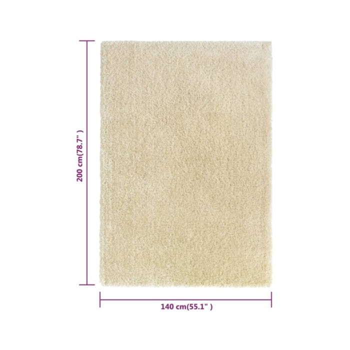 Tapis shaggy à poils hauts Beige 140x200 cm 50 mm