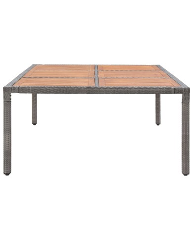 Table de jardin Gris 200x150x74 cm Résine tressée et acacia