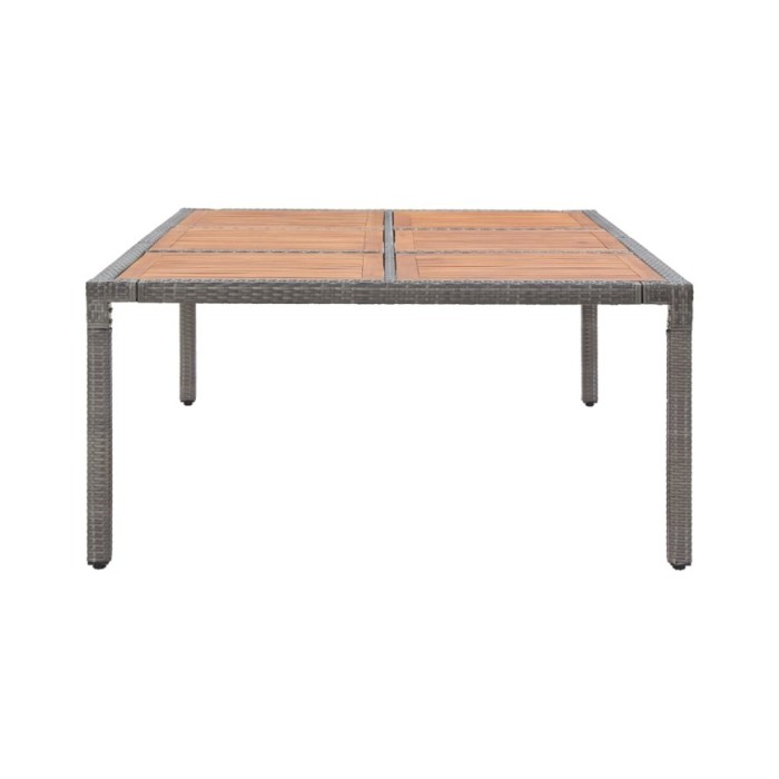 Table de jardin Gris 200x150x74 cm Résine tressée et acacia
