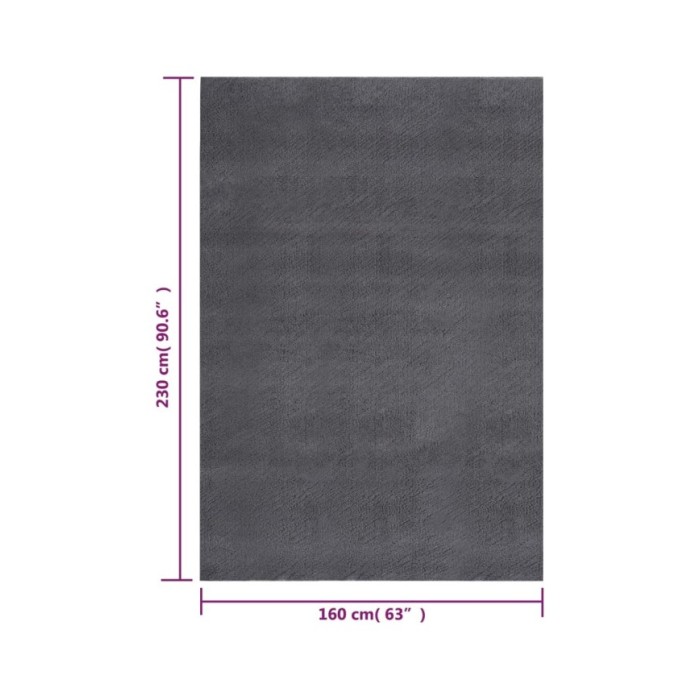 Tapis shaggy doux lavable 160x230 cm Antidérapant Anthracite