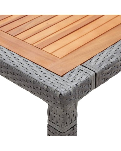 Table de jardin Gris 200x150x74 cm Résine tressée et acacia