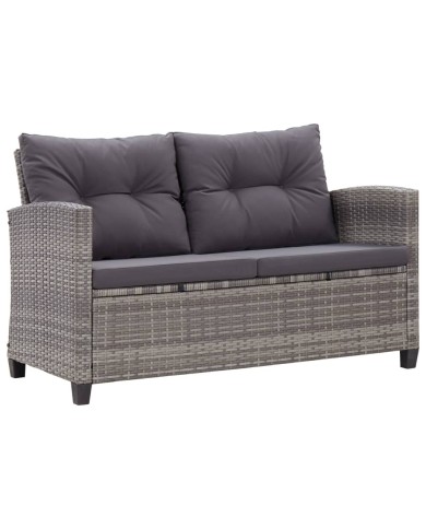 Salon de jardin 6 pcs avec coussins Résine tressée Gris foncé
