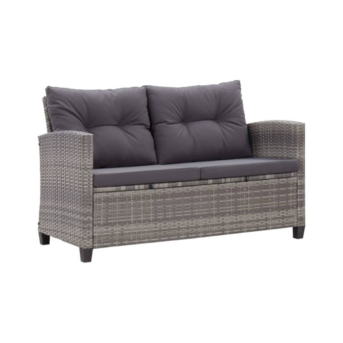 Salon de jardin 6 pcs avec coussins Résine tressée Gris foncé