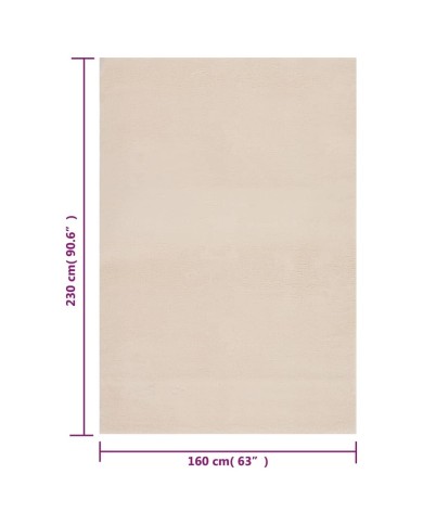 Tapis shaggy doux lavable 160x230 cm Antidérapant Beige