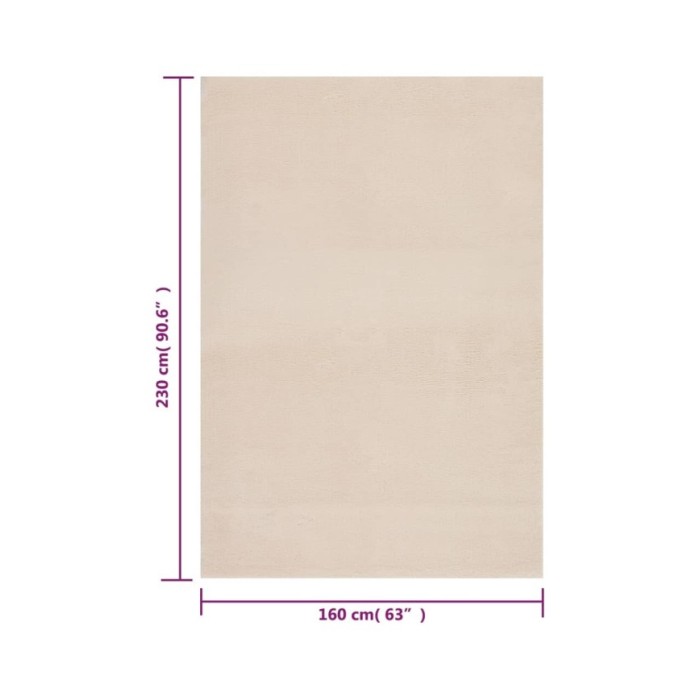 Tapis shaggy doux lavable 160x230 cm Antidérapant Beige