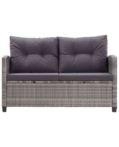 Salon de jardin 6 pcs avec coussins Résine tressée Gris foncé