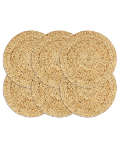 Napperons 6 pcs Naturel Plain 38 cm Rond Jute