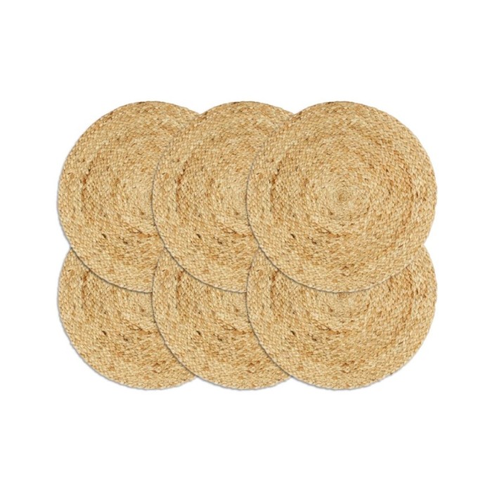 Napperons 6 pcs Naturel Plain 38 cm Rond Jute