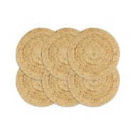 Napperons 6 pcs Naturel Plain 38 cm Rond Jute