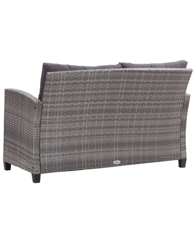 Salon de jardin 6 pcs avec coussins Résine tressée Gris foncé