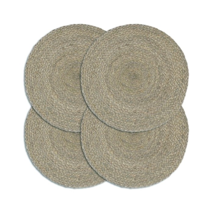 Napperons 4 pcs Gris Plain 38 cm Rond Jute