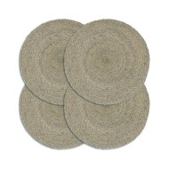 Napperons 4 pcs Gris Plain 38 cm Rond Jute