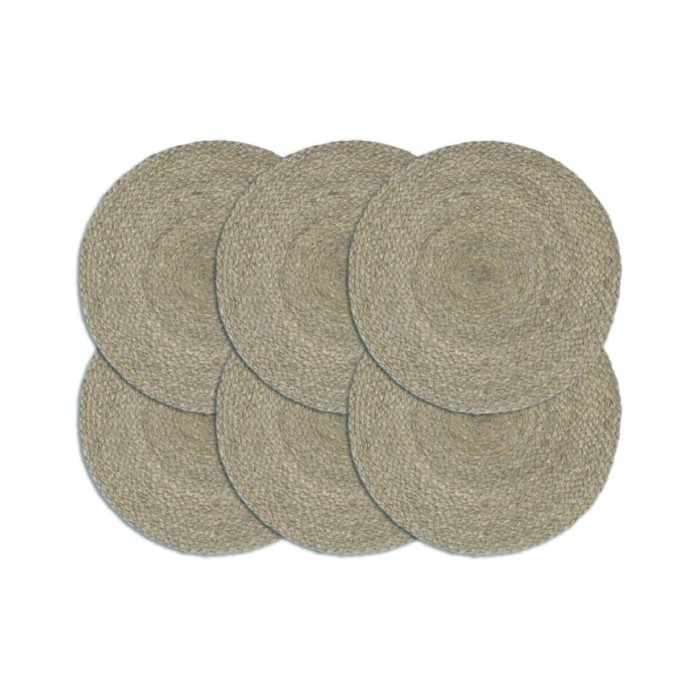 Napperons 6 pcs Gris Plain 38 cm Rond Jute