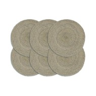 Napperons 6 pcs Gris Plain 38 cm Rond Jute