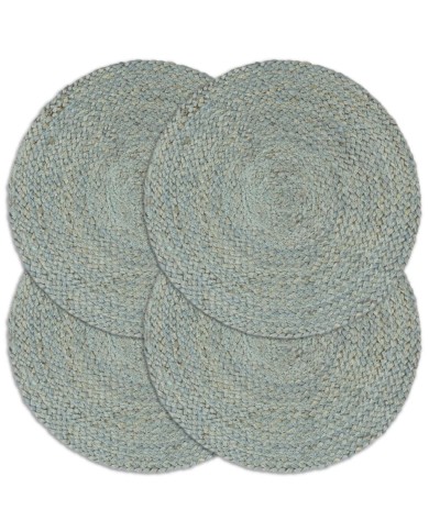 Napperons 4 pcs Vert olive Plain 38 cm Rond Jute