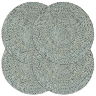 Napperons 4 pcs Vert olive Plain 38 cm Rond Jute
