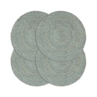 Napperons 4 pcs Vert olive Plain 38 cm Rond Jute