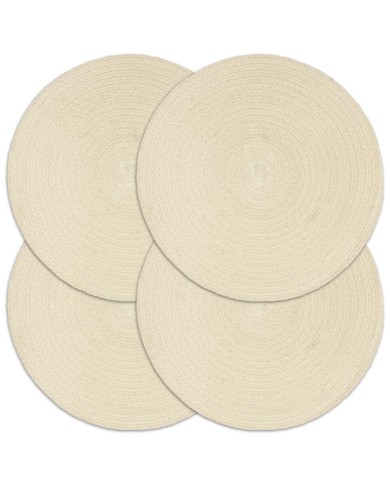Napperons 4 pcs Naturel Plain 38 cm Rond Coton 