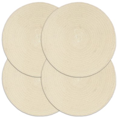Napperons 4 pcs Naturel Plain 38 cm Rond Coton 