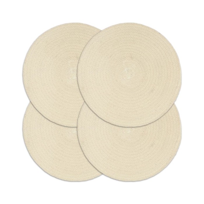 Napperons 4 pcs Naturel Plain 38 cm Rond Coton 