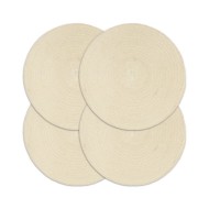 Napperons 4 pcs Naturel Plain 38 cm Rond Coton 