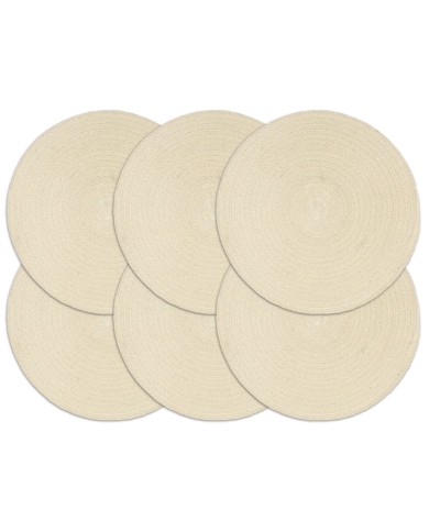 Napperons 6 pcs Naturel Plain 38 cm Rond Coton 
