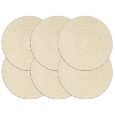 Napperons 6 pcs Naturel Plain 38 cm Rond Coton 