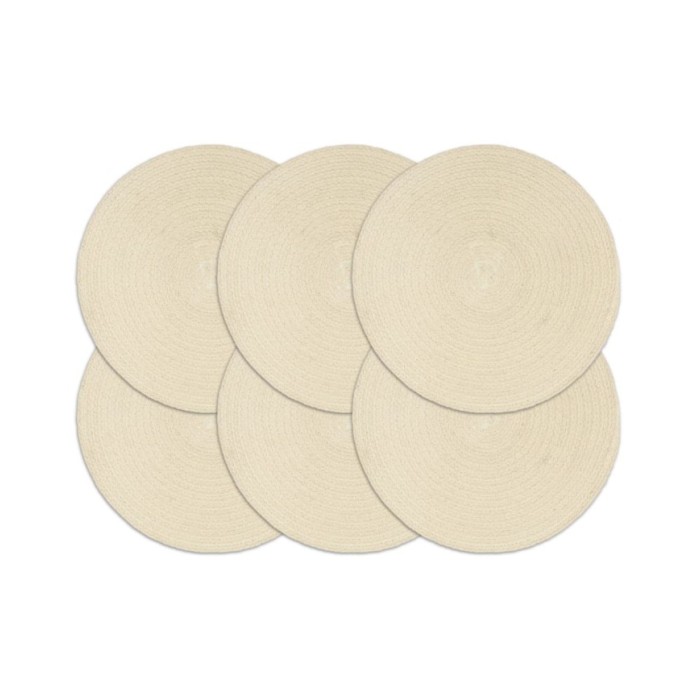 Napperons 6 pcs Naturel Plain 38 cm Rond Coton 