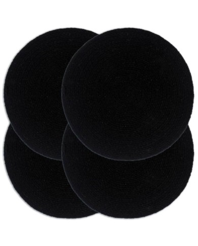 Napperons 4 pcs Noir Plain 38 cm Rond Coton 