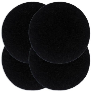 Napperons 4 pcs Noir Plain 38 cm Rond Coton 