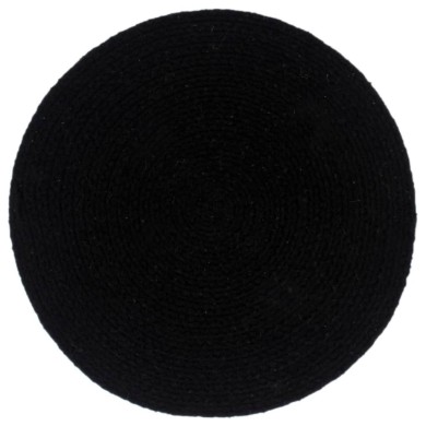 Napperons 4 pcs Noir Plain 38 cm Rond Coton 