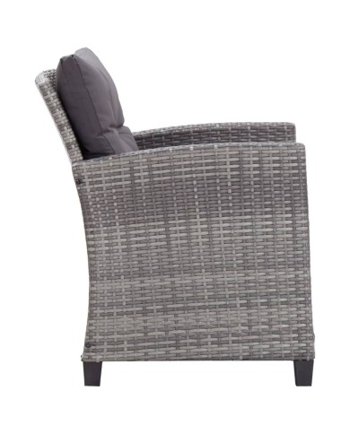 Salon de jardin 6 pcs avec coussins Résine tressée Gris foncé
