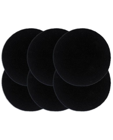 Napperons 6 pcs Noir Plain 38 cm Rond Coton 