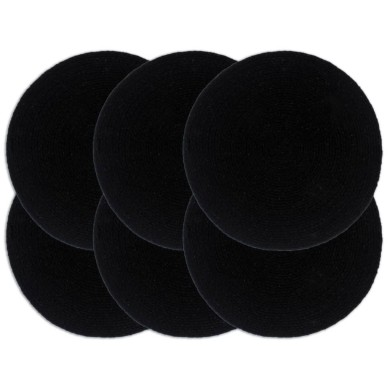 Napperons 6 pcs Noir Plain 38 cm Rond Coton 